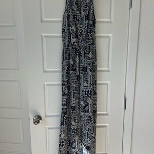 Navy and White Paisley Jumpsuit